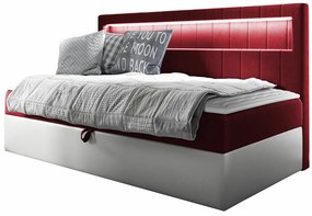 Κρεβάτι continental Baltimore 168, Μονόκλινο, Continental, Κόκκινο, 80x200, Οικολογικό δέρμα, Ταπισερί, Τάβλες για Κρεβάτι, 92x202x115cm, 76 kg