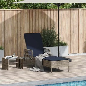 vidaXL Ξαπλώστρα με μαξιλάρι Γκρι 157 x 55 x 92 εκ. συνθετικό ρατάν