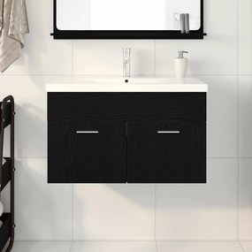 vidaXL Ντουλάπι Μπάνιου Μαύρη Οξυά 80 x 38,5 x 46 cm