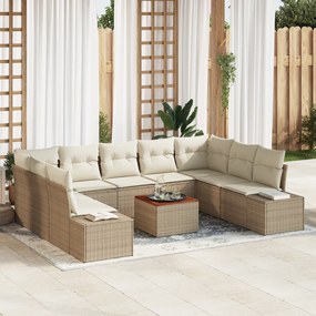 vidaXL Σετ Καναπέ Κήπου 10 pcs Μπεζ και λευκό