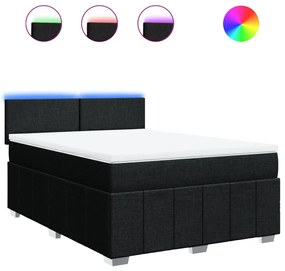 vidaXL Κρεβάτι Boxspring με Στρώμα Μαύρο 140x200 εκ. Υφασμάτινο