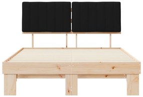 vidaXL Σκελετός Κρεβατιού με Επενδεδυμένο Κεφαλάρι Μαύρο 135 x 190 cm
