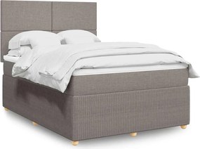 vidaXL Κρεβάτι Boxspring με Στρώμα Taupe 140x200 εκ. Υφασμάτινο