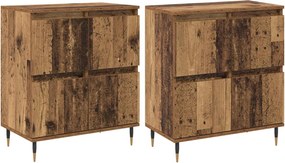 vidaXL Ντουλάπι αποθήκευσης 2 pcs Παλιό ξύλο 60 x 35 x 70 cm