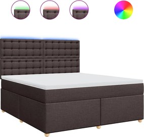 vidaXL Κρεβάτι Boxspring με Στρώμα Σκούρο Καφέ 180x200 εκ Υφασμάτινο