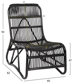 ΠΟΛΥΘΡΟΝΑ BRONNY ΕΞΩΤ.ΧΩΡΟΥ  RATTAN ΣΕ ΜΑΥΡΟ ΧΡΩΜΑ 60x82x92Υ εκ.