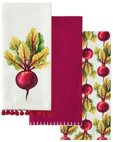 Πετσέτες Κουζίνας Fazzy 2410 (Σετ 3τμχ) White-Red Kentia 40x60cm 100% Cotton