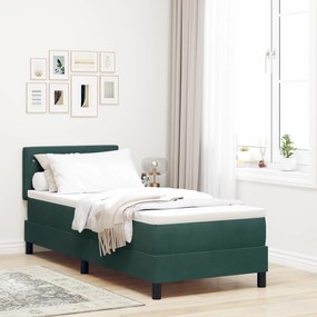 vidaXL Κρεβάτι Box Spring με Στρώμα Σκούρο Πράσινο 80x200 cm Βελούδο