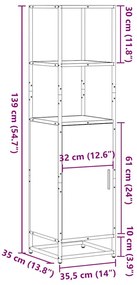 Highboard Μαύρο 35,5x35x139 cm Κατασκευασμένο ξύλο και μέταλλο - Μαύρο