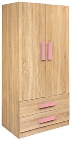 Wardrobe 2 Door Playroom Sonama-Pink  80X50X180cm