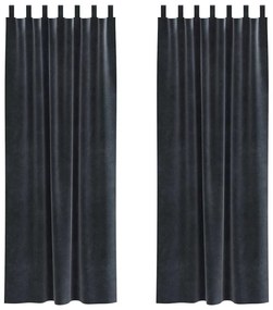 vidaXL Κουρτίνες με κουρτίνες 2 pcs Σκούρο γκρι 140 x 260 cm Βελούδο