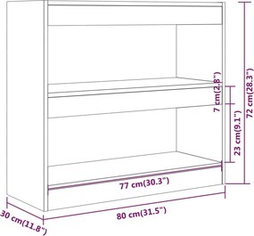 vidaXL Βιβλιοθήκη/Διαχωριστικό Χώρου Λευκό 80x30x72 εκ. Επεξ. Ξύλο