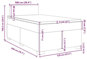 Κρεβάτι Boxspring με Στρώμα Ροζ 120x200 εκ. Βελούδινο - Ροζ