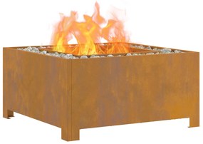 vidaXL Φωτιά Πίθα Στρα square 60x60x30 εκ Α weathering ατσάλι
