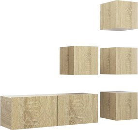 vidaXL Έπιπλα Τηλεόρασης Σετ 5 Τεμαχίων Sonoma Δρυς από Επεξ. Ξύλο