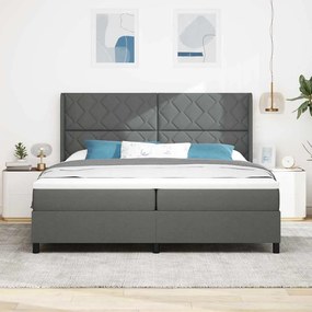 vidaXL LED Κρεβάτι με βάθρο Σκούρο Γκρι 200 x 200 cm ύφασμα