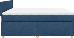 vidaXL Κρεβάτι Boxspring με Στρώμα Μπλε 180x200 εκ. Υφασμάτινο