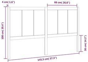 vidaXL Κεφαλάρι Κρεβατιού Μαύρο 145,5x4x100 εκ. από Μασίφ Ξύλο Πεύκου
