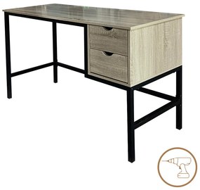 Γραφείο εργασίας Ramen pakoworld σε sonoma απόχρωση με μαύρα μεταλλικά πόδια 120x48x76εκ