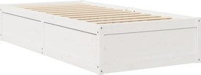 vidaXL Κρεβάτι με Στρώμα Λευκό 90x200 εκ Μασίφ Ξύλο Πεύκου