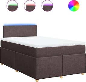 vidaXL Κρεβάτι Boxspring με Στρώμα Σκούρο Καφέ 120x190 εκ Υφασμάτινο