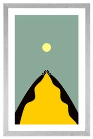 Αφίσα με πασπαρτού Αφηρημένο σχέδιο κορυφής λόφου - 30x45 black