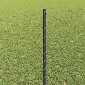 vidaXL Εξαγωνική Φράχτη με Στύλο 50 x 1,4 μ PVC-Επικαλυμμένο Ατσάλι