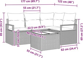 vidaXL Σετ Καναπέ 5 pcs Γκρι συνθετικό ρατάν