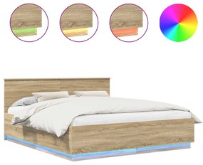 vidaXL Σκελετός Κρεβατιού Δρύς Sonoma 180 x 200 cm Επεξεργασμένο ξύλο