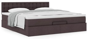 Οθωμανικό κρεβάτι με στρώμα σκούρο καφέ 160x200cm ύφασμα 3311639