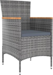 vidaXL Σετ Τραπεζαρίας Εξ. Χώρου 5 τεμ. Γκρι Συνθ. Ρατάν με Μαξιλάρια