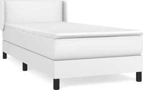 vidaXL Κρεβάτι Boxspring με Στρώμα Λευκό 100x200εκ.από Συνθετικό Δέρμα