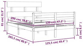 ΠΛΑΙΣΙΟ ΚΡΕΒΑΤΙΟΥ ΜΕ ΚΕΦΑΛΑΡΙ 120X200 ΕΚ. ΑΠΟ ΜΑΣΙΦ ΞΥΛΟ 3195086