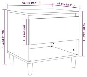 Κομοδίνο Μαύρο 50x46x50 εκ. από Επεξεργασμένο Ξύλο - Μαύρο