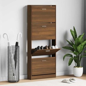 vidaXL Παπουτσοθήκη Καφέ Δρυς 59x17x150 εκ. από Επεξεργασμένο Ξύλο