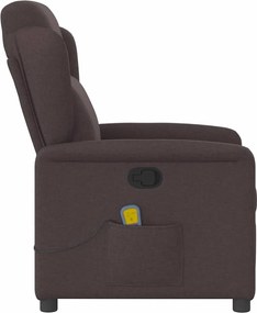 vidaXL Πολυθρόνα Μασάζ Ανακλινόμενη Σκούρο Καφέ Υφασμάτινη