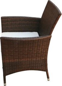 vidaXL Σετ Τραπεζαρίας Εξ. Χώρου 9 τεμ. Καφέ Συνθ. Ρατάν με Μαξιλάρια