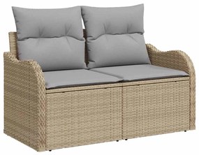 vidaXL Σετ Καναπέ Κήπου με μαξιλάρι 9 pcs Μπεζ συνθετικό ρατάν