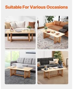 VEVOR Rattan Coffee Table Rectangle Rattan Coffee Table 1-Tier for Living Room
