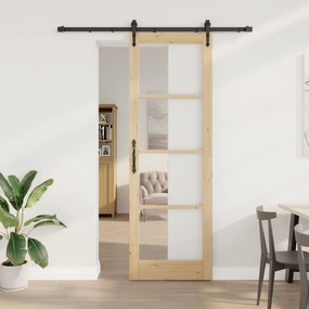 vidaXL Συρόμενη Πόρτα με Σετ Εξαρτημάτων 78x232 cm Μασίφ Ξύλο Πεύκου