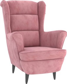 vidaXL Πολυθρόνα Ροζ Βελούδινη με Σκαμπό