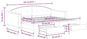 Καναπές Κρεβάτι Συρόμενος Κρεμ 90x200 εκ. Ύφασμα &amp; Συρτάρια - Κρεμ