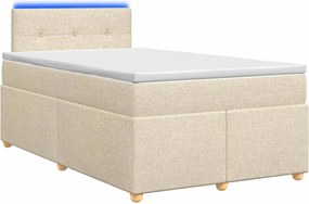 vidaXL Κρεβάτι box spring με στρώμα Κρεμ 120 x 200 cm Ύφασμα