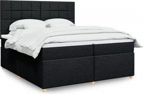 vidaXL Κρεβάτι Boxspring με Στρώμα Μαύρο 200x200 εκ. Υφασμάτινο