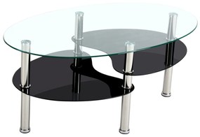 Τραπέζι Σαλονιού MOON FLOWER Μεταλλικό/Γυάλινο 90x55x43cm - Γυαλί - 14420005