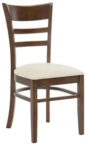 Ε7055 CABIN Καρέκλα Καρυδί - PVC Εκρού  43x50x92cm Καρυδί/Εκρού,  Ξύλο/PVC - PU, , 2 Τεμάχια
