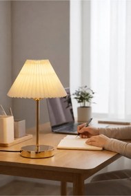 Πορτατίφ με πτυχωτή υφασμάτινη αποχρωματισμένη καφέ βάση 14x14x28 cm