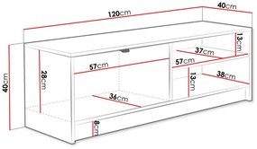 Τραπέζι Tv Comfivo J100, Άσπρο, 120x40x40cm, 21 kg | Epipla1.gr