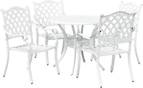 vidaXL Σέτ φαγητού για κήπο 5 pcs Λευκό Αλουμίνιο