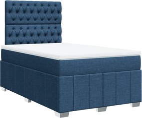 vidaXL Κρεβάτι Boxspring με Στρώμα Μπλε 120x190 εκ. Υφασμάτινο